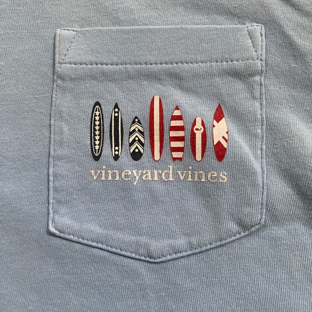 Vineyard Vines Youth Size Medium (12-14) Lt Blue Pocket Short Sleeve Graphic Tee - Picture 6 of 14